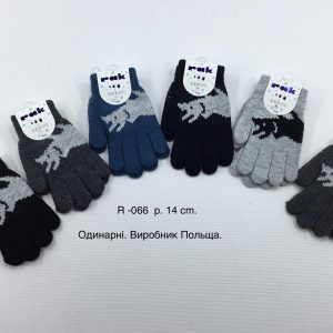 Перчатки одинарні/утеплені на хлопчика, Р.14 см. (4-6 років), R066 (Польща)