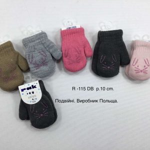 Рукавиці утеплені на дівчинку, Р. 10 см. (0-6 місяців), R115db (Польща)