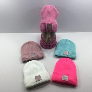 Зимовий теплий комплект із флісовою підкладкою шапка та хомут для дівчинки, Р.52-54, Моя Шапка 92016 (УКРАЇНА)