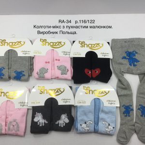 Купити оптом колготки мікс з пухнастим малюнком, Р.116-122, BE SNAZZY RA-34 (ПОЛЬЩА)