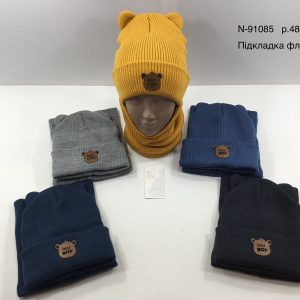 Купити оптом зимовий теплий комплект з флісовою підкладкою шапка та хомут для хлопчика, Р.48-50, Моя Шапка 91085 (УКРАЇНА)