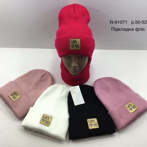 Купити оптом зимовий теплий комплект з флісовою підкладкою шапка та хомут для дівчаток, Р.50-52, Моя Шапка 91071 (УКРАЇНА)