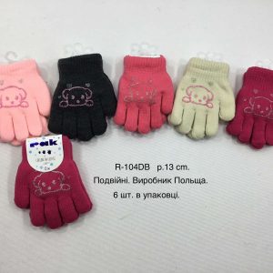 Купити оптом утеплені перчатки на дівчинку, Р.13 см. (2-3 роки), R104db (Польща)