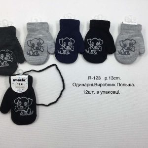 Купити оптом одинарні рукавички на хлопчиків, Р.13 см. (2-3 роки), R123 (Польща)