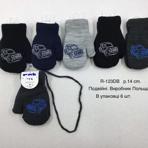 Купити оптом утеплені рукавиці на хлопчиків, Р.14 см. (4-6 років), R123db (Польща)