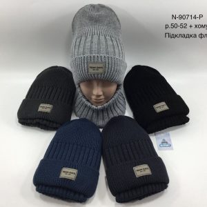 Купити оптом зимовий теплий комплект з флісовою підкладкою шапка та хомут для хлопчиків, Р.50-52, VIVA 90714 (УКРАЇНА)