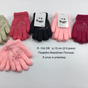 Купити оптом утеплені перчатки на дівчинку, Р.13 см. (2-3 роки), R104db (Польща)
