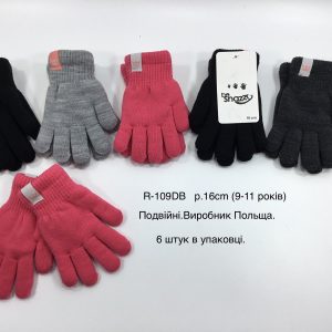 Купити оптом утеплені перчатки на дівчинку, Р.16 см. (9-10 років), R109db (Польща)