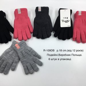 Перчатки утеплені на дівчинку, Р.18 см. (14-15 років), R109db (Польща)
