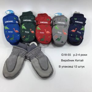Купити оптом утеплені балоневі рукавиці на хлопчиків, Р.13 см. (2-3 роки), G18-55 (Китай)