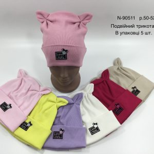 Купити оптом подвійну трикотажну шапку на дівчинку, Р.50-52, Viva 90511 (Україна)