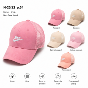 Купити оптом бейсболку з сіткою на дівчинку, Р.54, №22