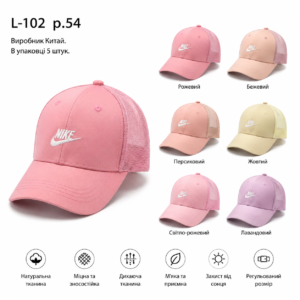 Купити оптом бейсболку з сіткою на дівчинку, Р.54, L102