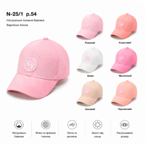Купити оптом бейсболку з сіткою на дівчинку, Р.52, L94