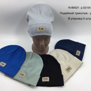 Купити оптом подвійні трикотажні (рубчик) шапки на хлопчика, Р.52-54, Viva 89521 (Україна)