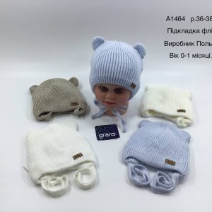 Купити оптом зимову теплу шапку на зав'язці з флісовою підкладкою хлопчиків, Р.36-38, GRANS A1464 (ПОЛЬЩА)
