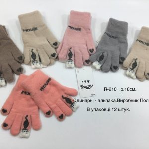 Купити оптом перчатки одинарні ангора на дівчаток, Р.18 см. (14-15 років), R210 (Польща)