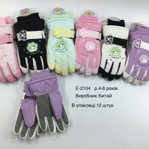 Купити оптом утеплені балоневі перчатки на дівчаток, Р.14 см. (4-8 років), E2104 (Китай)