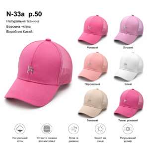 Купити оптом бейсболку з сіткою на дівчинку, Р.50, №33a