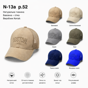 Купити оптом бейсболку з сіткою на хлопчика, Р.52, №13a