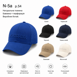 Купити оптом бейсболку з перфорацією на хлопчика, Р.54, №5a