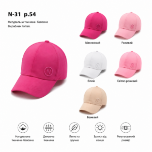 Купити оптом бейсболку на дівчинку, Р.54, №31