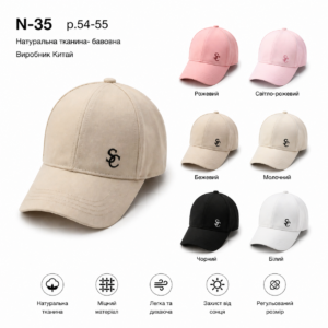 Купити оптом бейсболку на дівчинку, Р.55, №35