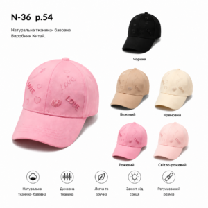 Купити оптом бейсболку на дівчинку, Р.54, №36