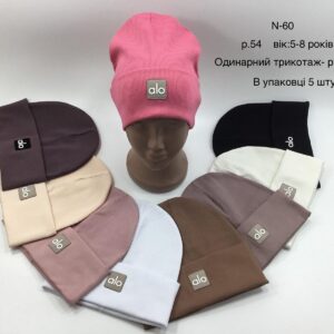 Купити оптом одинарну трикотажну (рубчик) шапку на дівчинку, Р.54-56, #60