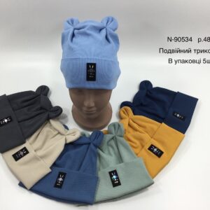Купити оптом подвійні трикотажні (рубчик) шапки на хлопчика, Р.48-50, Viva 90534 (Україна)